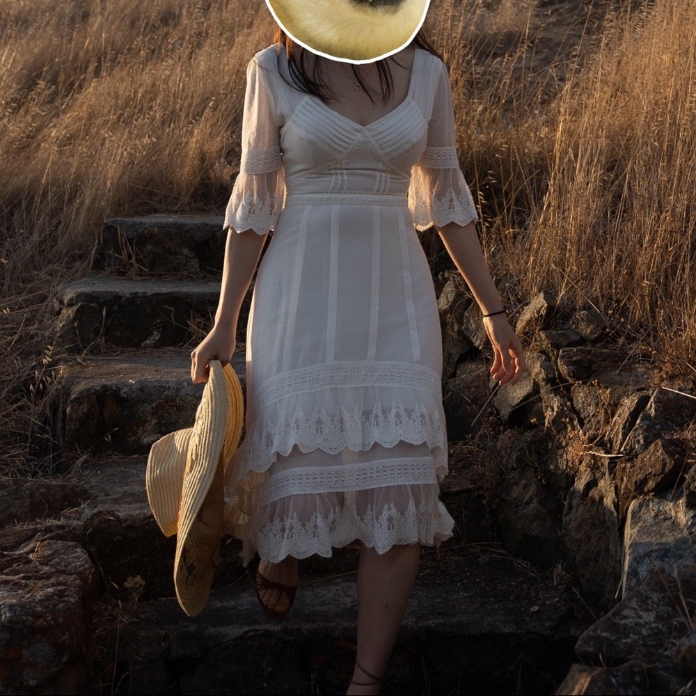 BCBG white lace dress
